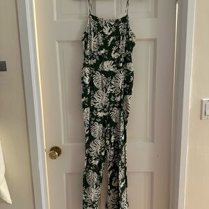 BP Green and White Leaf Print Jumpsuit